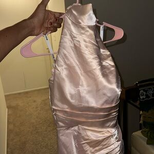Mermaid Satin Halter Prom Dresses with Slit LBQ3625